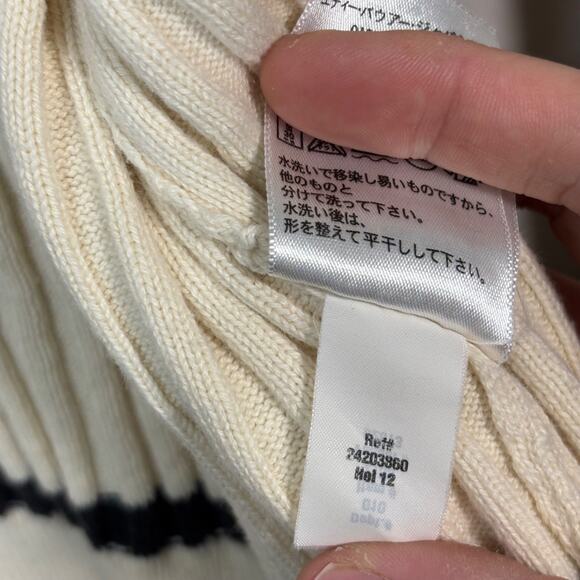 Eddie Bauer Women’s Sz M Cream Cotton Ribbed Zip up Long Sleeves Sweater Y2K - Picture 9 of 9